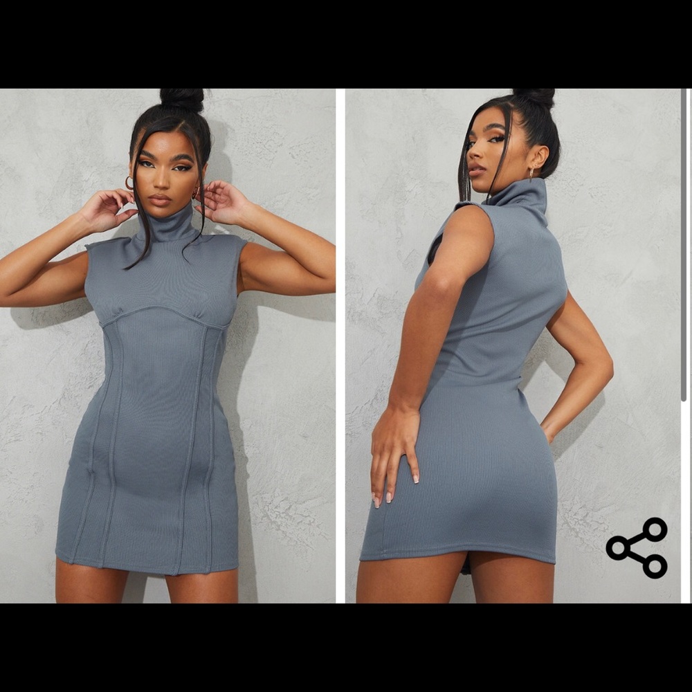Pretty little thing Steel Blue Ribbed Shoulder Pad